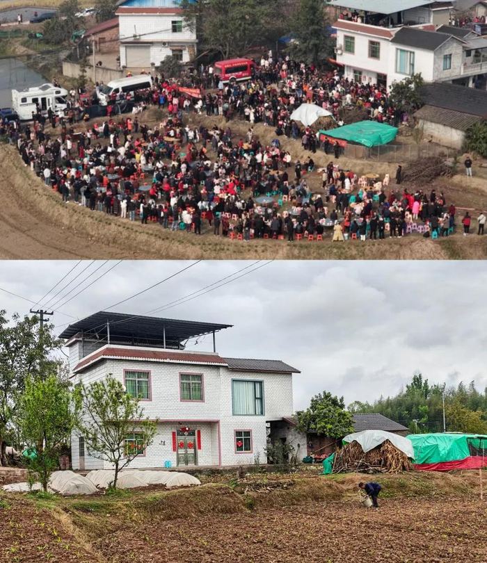 上图：1月呆呆家举办刨猪宴时的景象 合川文旅微信公众号 图