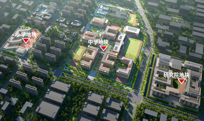 中国人民大学雄安未来智造产业研究院及中国人民大学雄安附属学校总区位图。图/中国人民大学