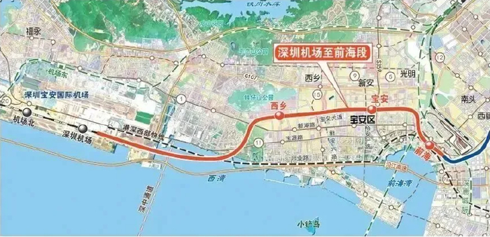 穗莞深城际机前段线路示意图（以实际建成为准）