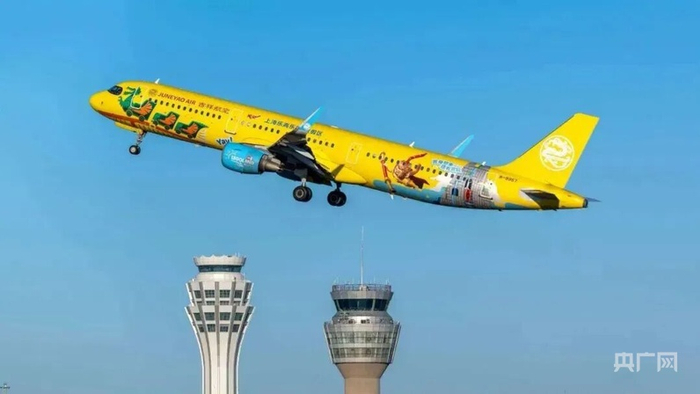 飞机划过哈尔滨机场上空（央广网发  哈尔滨太平国际机场提供）