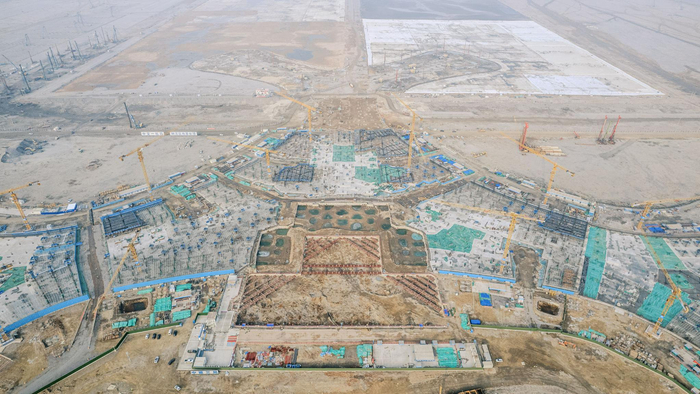 2025年12月，大连金州湾国际机场填海工程主体工程完工。图/IC photo