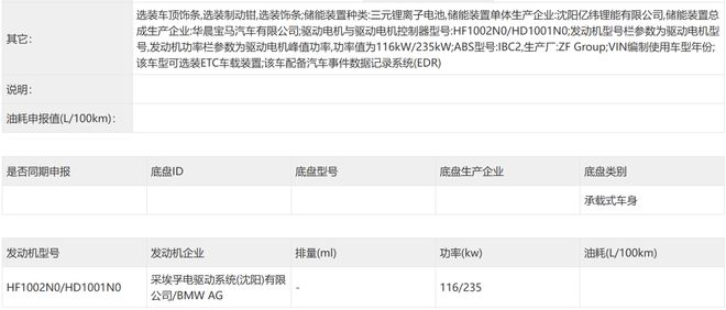▲宝马iX3动力系统信息