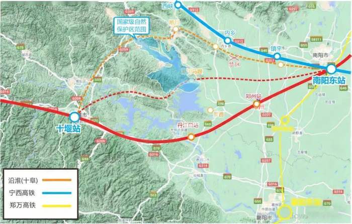 南十高铁路线示意图 图片来源：穰原之声