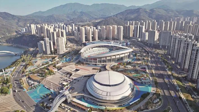改造后的三明市体育中心外观。图片来源：三明市融媒体中心