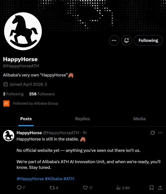 ▲HappyHorse在X上官宣（图源：X）