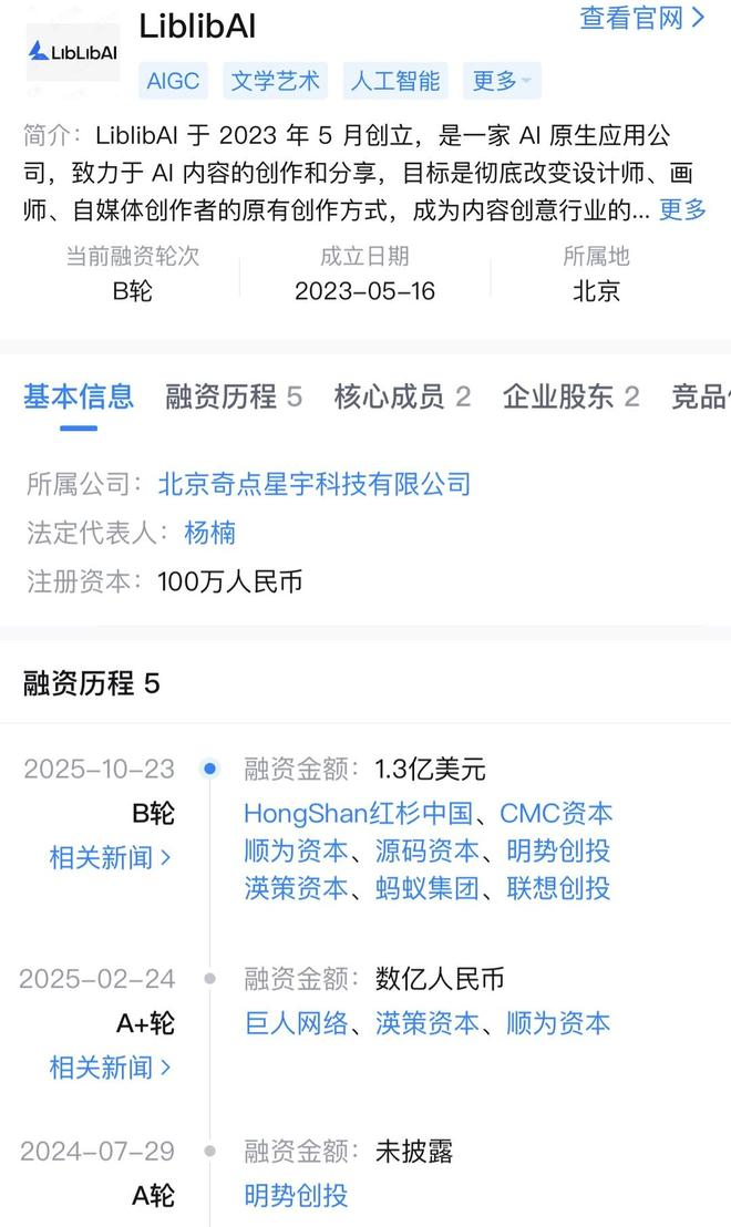 ▲天眼查显示的其融资历程