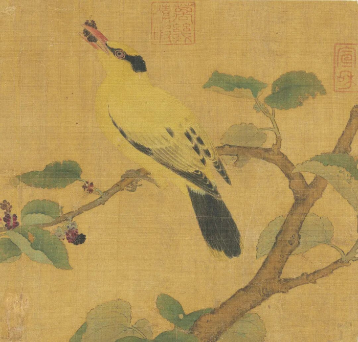 宋代佚名《桑枝黄鸟图》