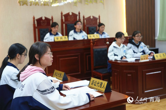 同仁市第一民族中学学生模拟开庭。人民网记者 杨启红摄
