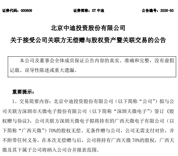 来源：ST中迪公告