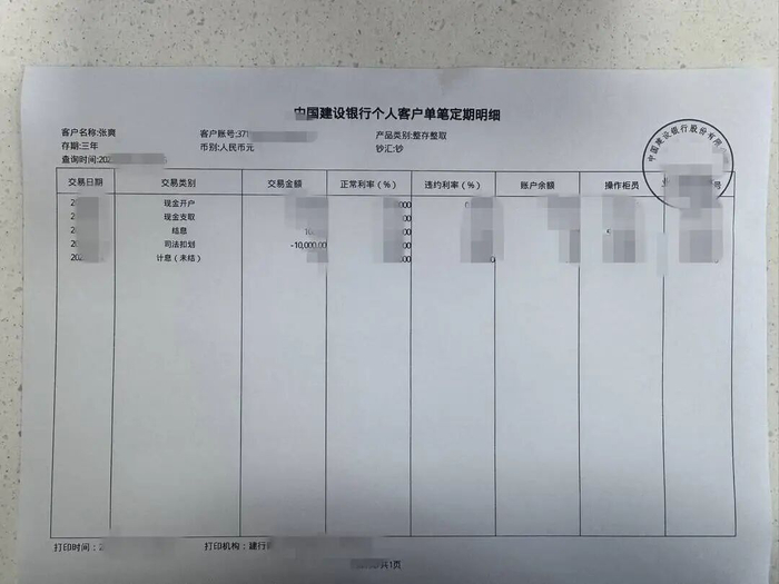 △被司法扣划1万元 受访者供图