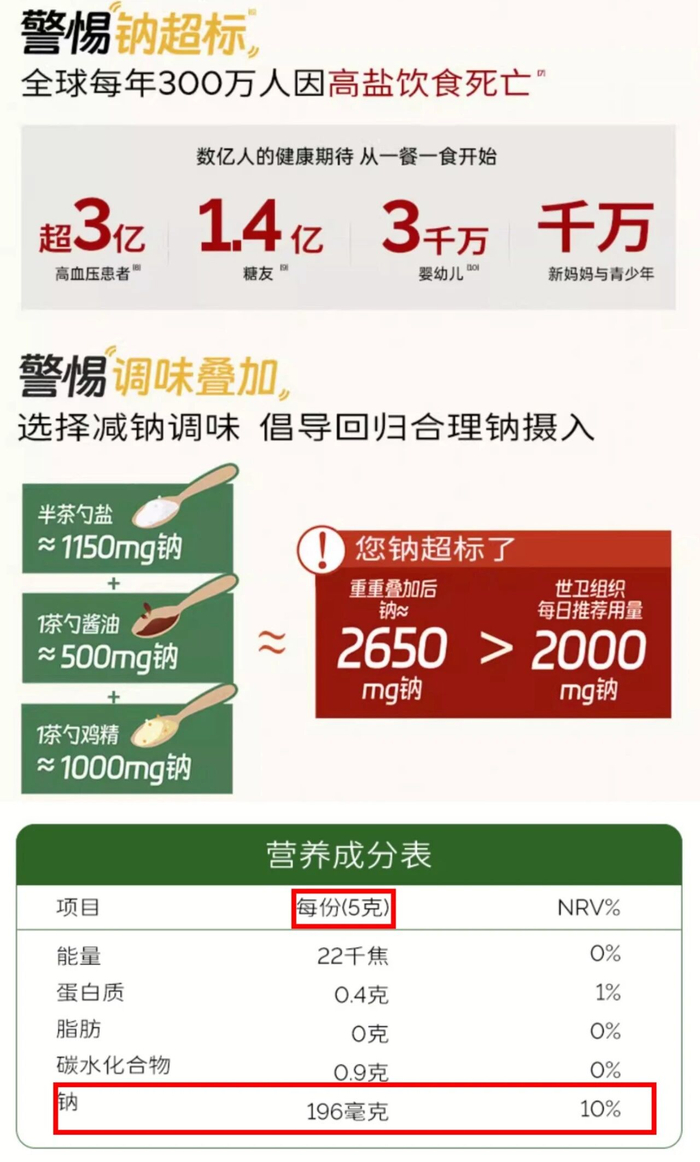 该款素蚝油的产品页面宣传   图源：电商平台
