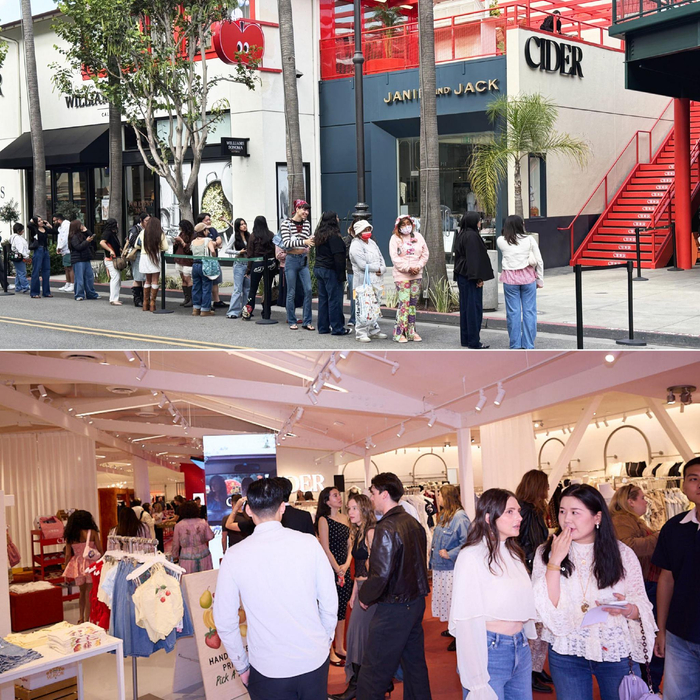 图：开业当天，CIDER美国洛杉矶Original Farmers Market门店人流如织
