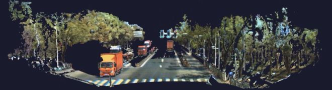  真实彩色点云3D视角。图片来源：禾赛