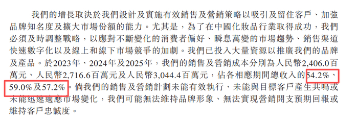 图4：2023年至2025年自然堂销售及营销成本占比