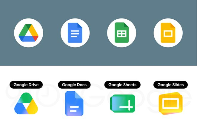 ▲ 旧 Logo（上）与新 Logo（下）Google 云端硬盘（Google Drive）