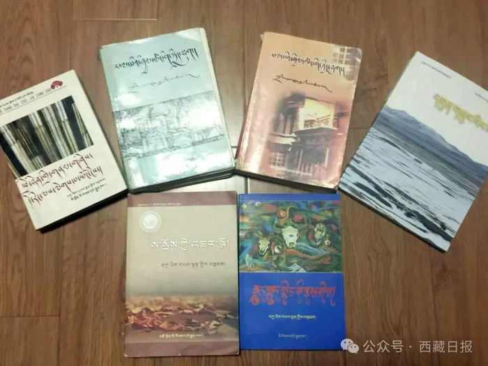 图为扎西班典创作的部分文学作品，其中包括《普通人家的岁月》。（扎西班典供图）