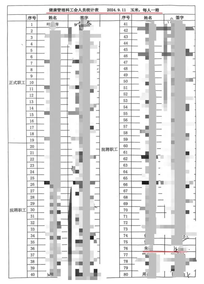 （健康管理科朱某领取工会福利）
