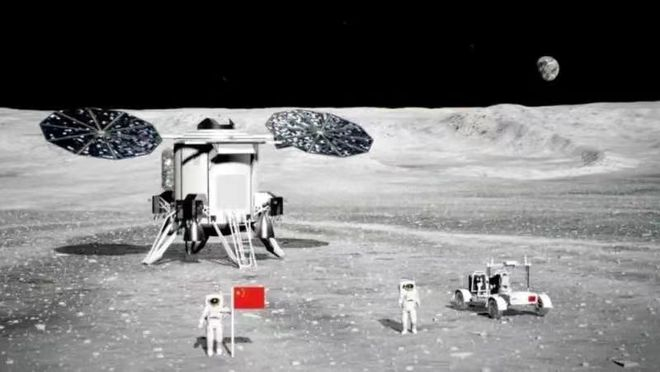 中国载人登月任务视觉效果图（AI生成，图片来源网络）