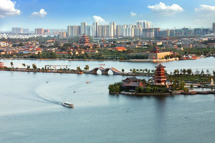 东昌湖航拍 图片来源：聊城市文化和旅游局