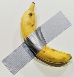 那副世界闻名的艺术品，就是用布基胶带把香蕉贴在墙上