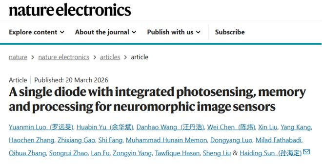 图丨相关论文（来源：Nature Electronics）