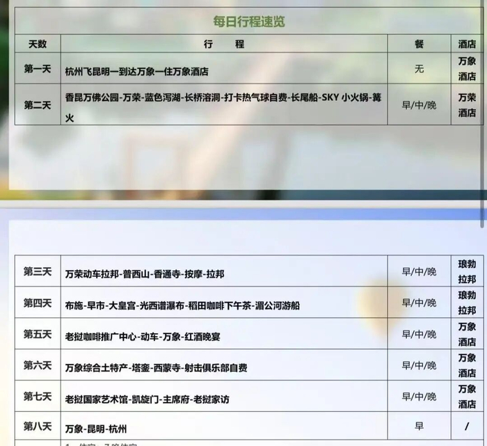 杭州市民向潮新闻记者出示老挝游行程。受访者供图