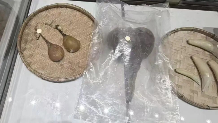 一处老挝销售点正在销售所谓的熊胆、象牙、穿山甲鳞片、犀牛角等。受访者供图