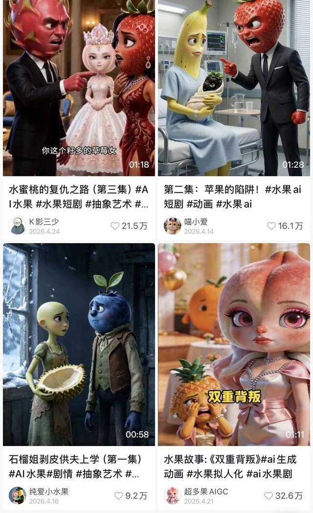 部分AI水果短剧（截图）