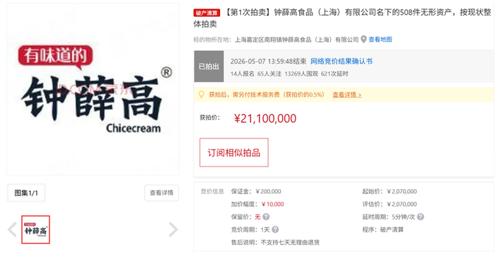 拍卖截图。