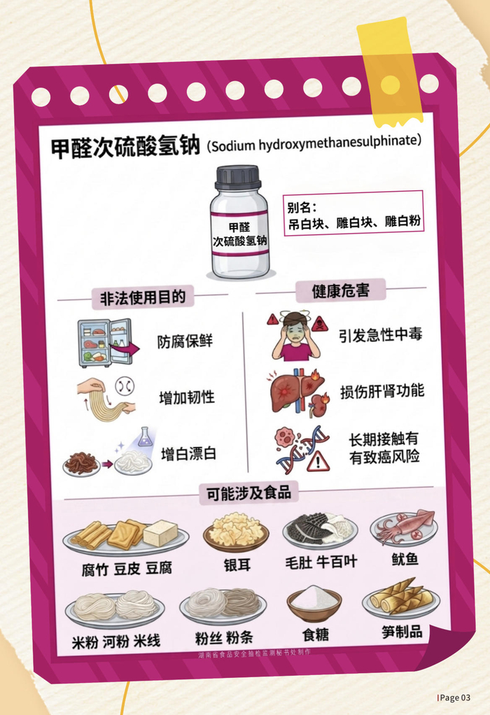 甲醛次硫酸氢钠的危害以及可能涉及的食品。