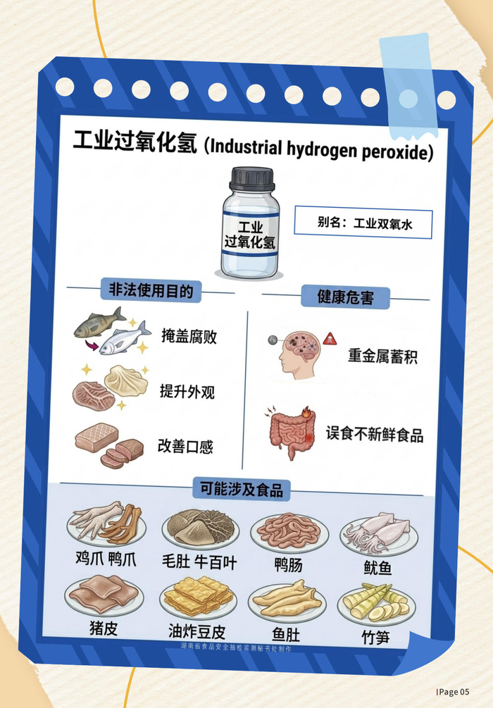 工业级双氧水的危害以及可能涉及的食品。