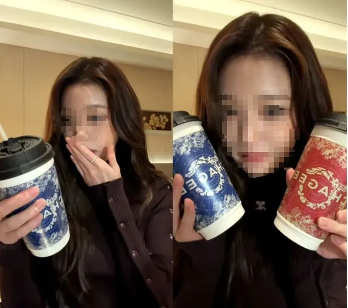 张元英在直播中品尝四杯霸王茶姬