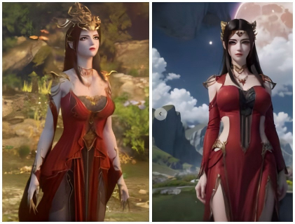 左侧为《斗破苍穹》美杜莎形象，右侧为侵权图片