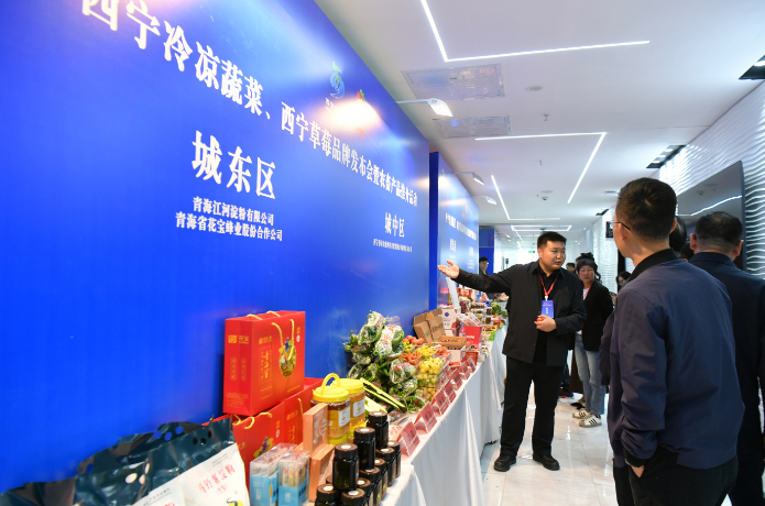 推介活动上参展商介绍产品。 西海新闻记者 邓建青 摄
