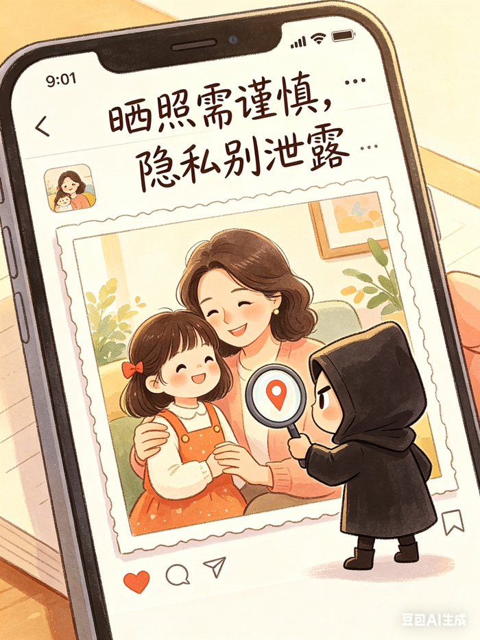   朋友圈、社交平台晒节日合照、礼物、转账截图，容易暴露家庭住址、银行卡信息、日常行程，被骗子锁定实施精准犯罪。