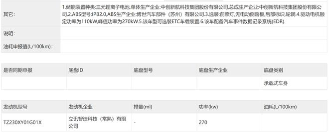 ▲小鹏G9L纯电版动力系统信息