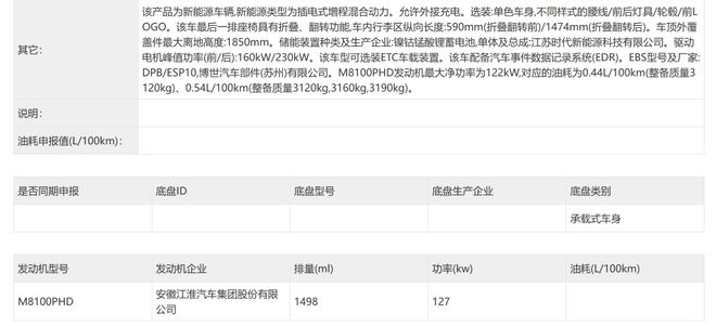 ▲尊界V800动力系统信息