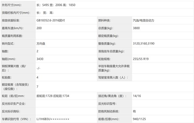 ▲尊界V800车身尺寸等信息