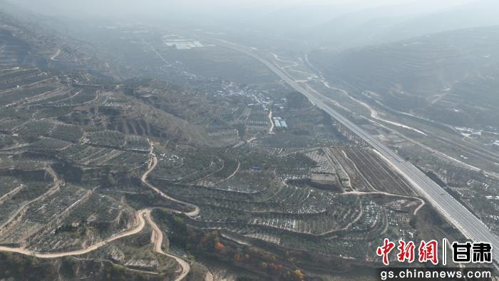   图为庄浪县万泉镇河谷川地与浅山梯田的地势特点形成“小气候区”。 董春辉 摄 
