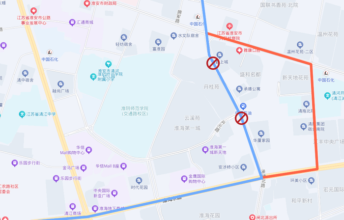 （2路临时绕行走向示意图）