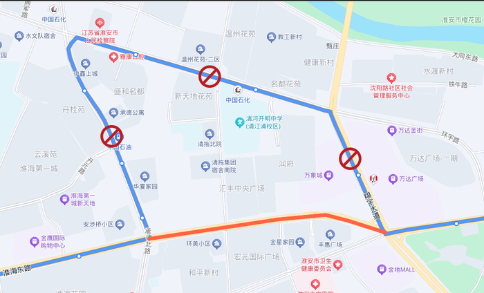 （23路临时绕行走向示意图）