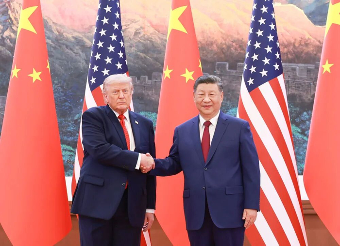 5月14日上午，国家主席习近平在北京人民大会堂同来华进行国事访问的美国总统特朗普举行会谈。图源：新华社