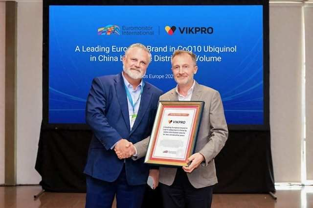 图：欧睿国际授予VIKPRO全网辅酶Q10（还原型）销量领先的欧洲品牌