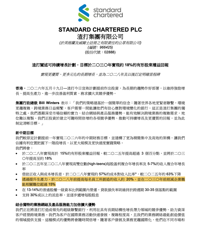　图片来源：渣打集团公告截图