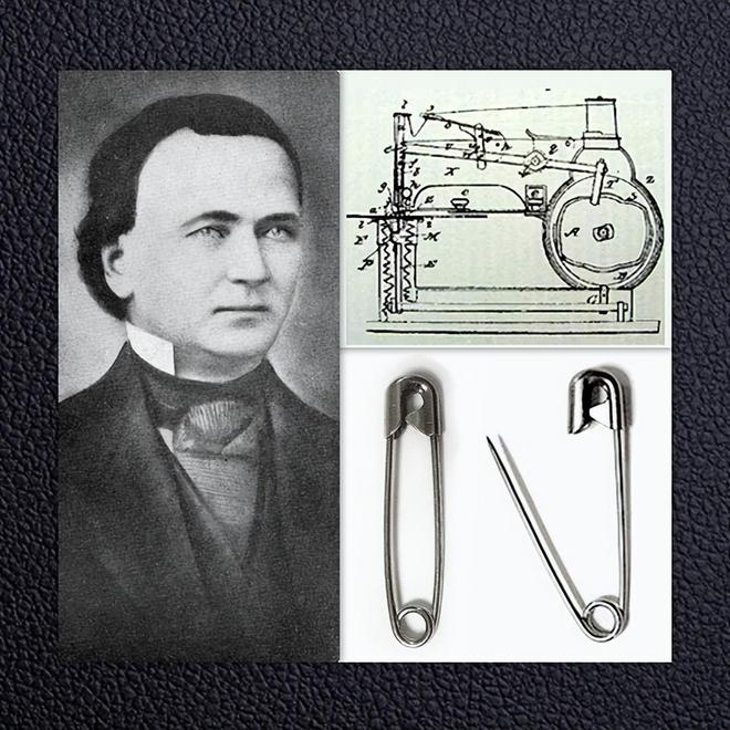 图丨Walter Hunt 和他发明的别针（来源：Interesly）