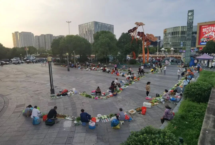 摊贩在划定区域规范经营。（刘伊凡 摄）