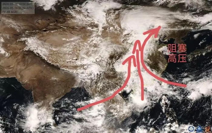 5月16日云图和低空水汽输送示意图