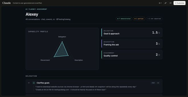 Claude AI Fluency 评分示意图