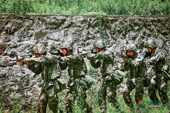 　　官兵组织战术训练。万林广摄