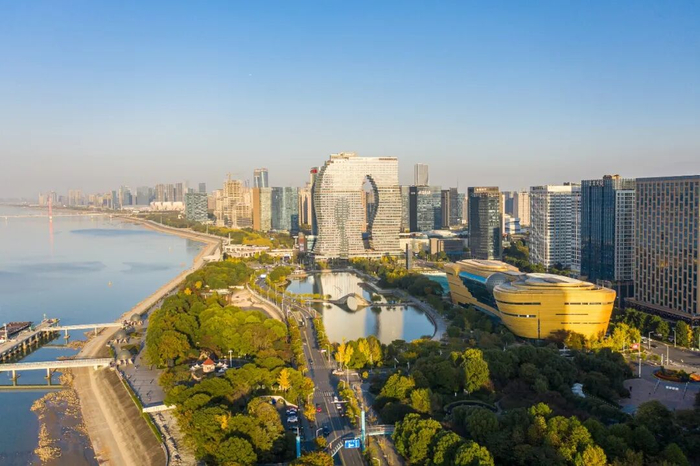   杭州市滨江高新区核心航拍。图源：视觉中国